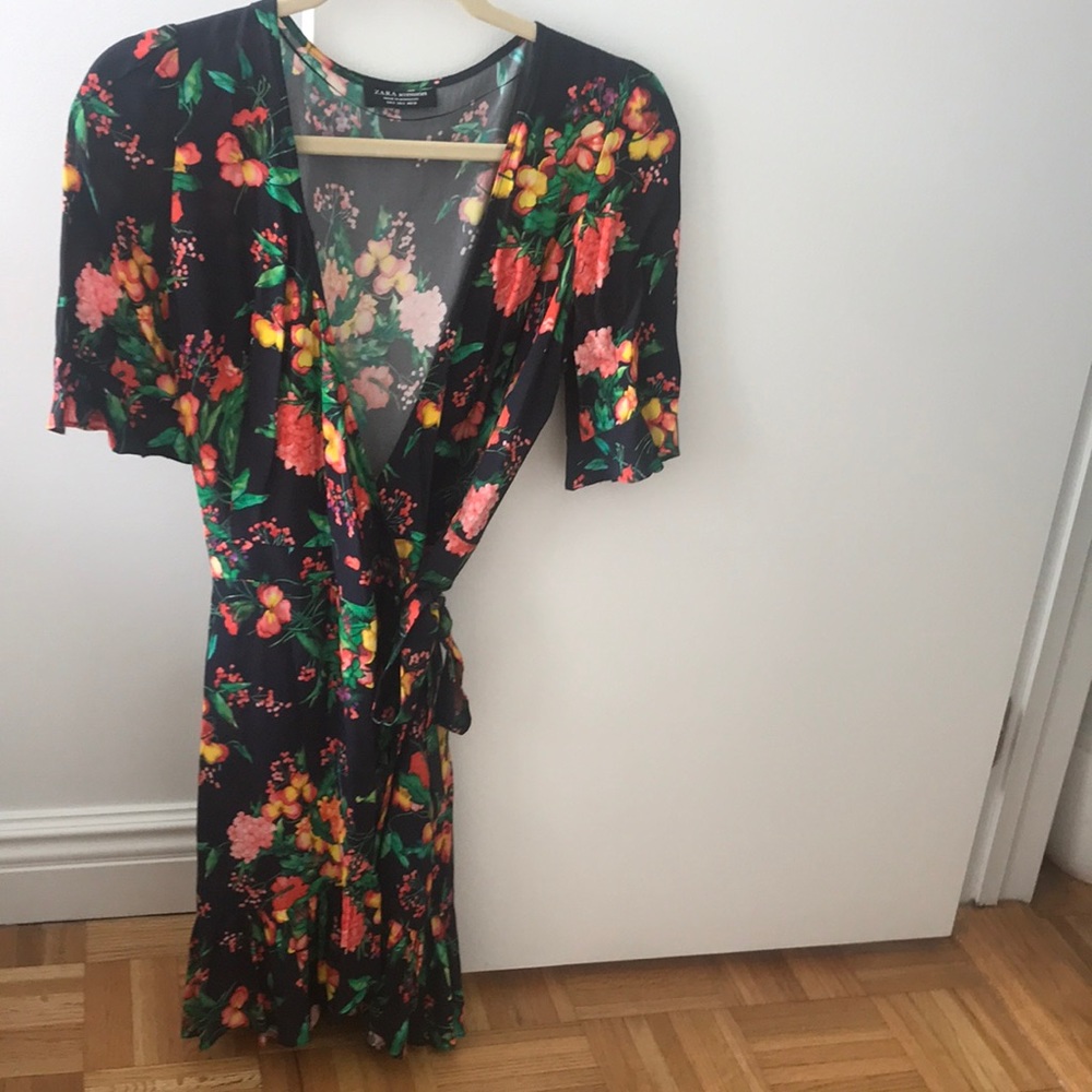 Tropical Flower Wrap Dress